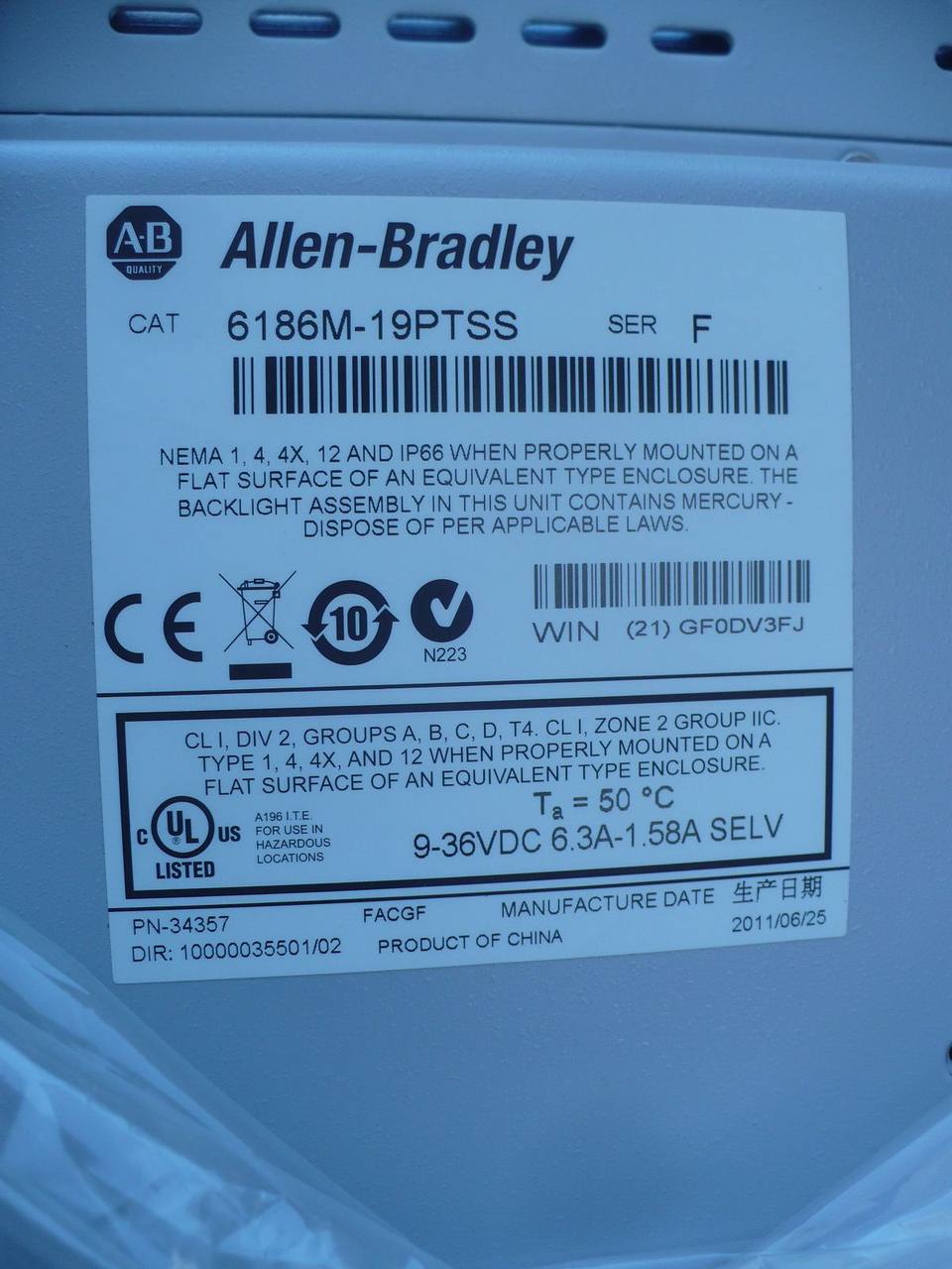 Allen-Bradley Allen-Bradley 6186M-17PN SER G — refurbished automation & control systems thumbnail 7