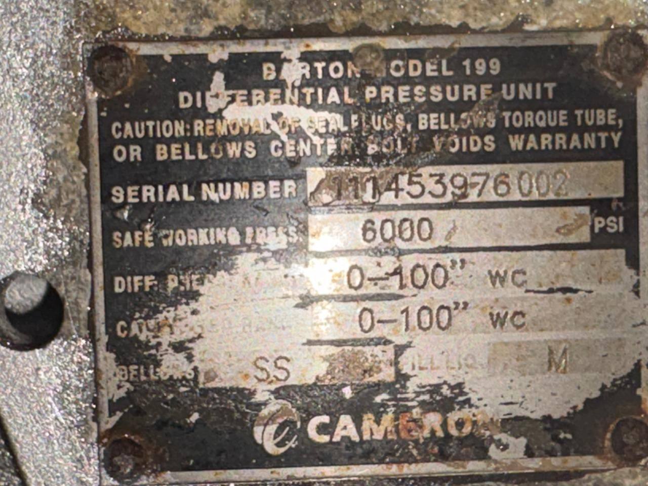 Cameron Barton Chart Recoder 20,000 PSI With Cameron DPU — refurbished oilfield, rig & drill-ship machinery thumbnail 2
