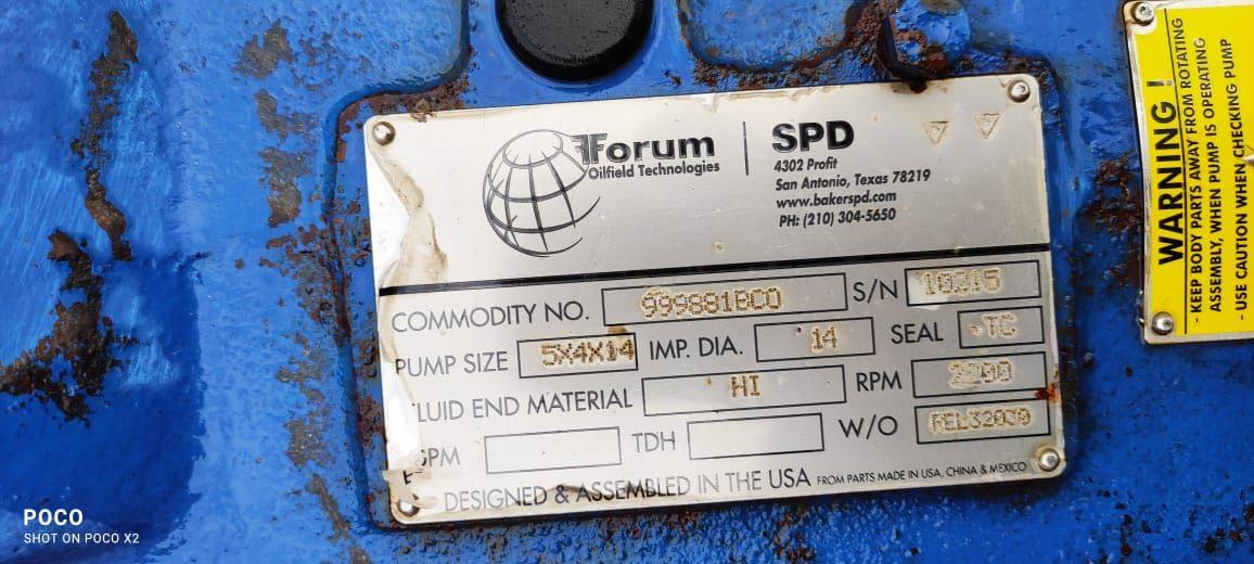 Baker Centrifugal Pump 5 X 4 X 14 Make Forum - Baker SPD — refurbished oilfield, rig & drill-ship machinery thumbnail 8