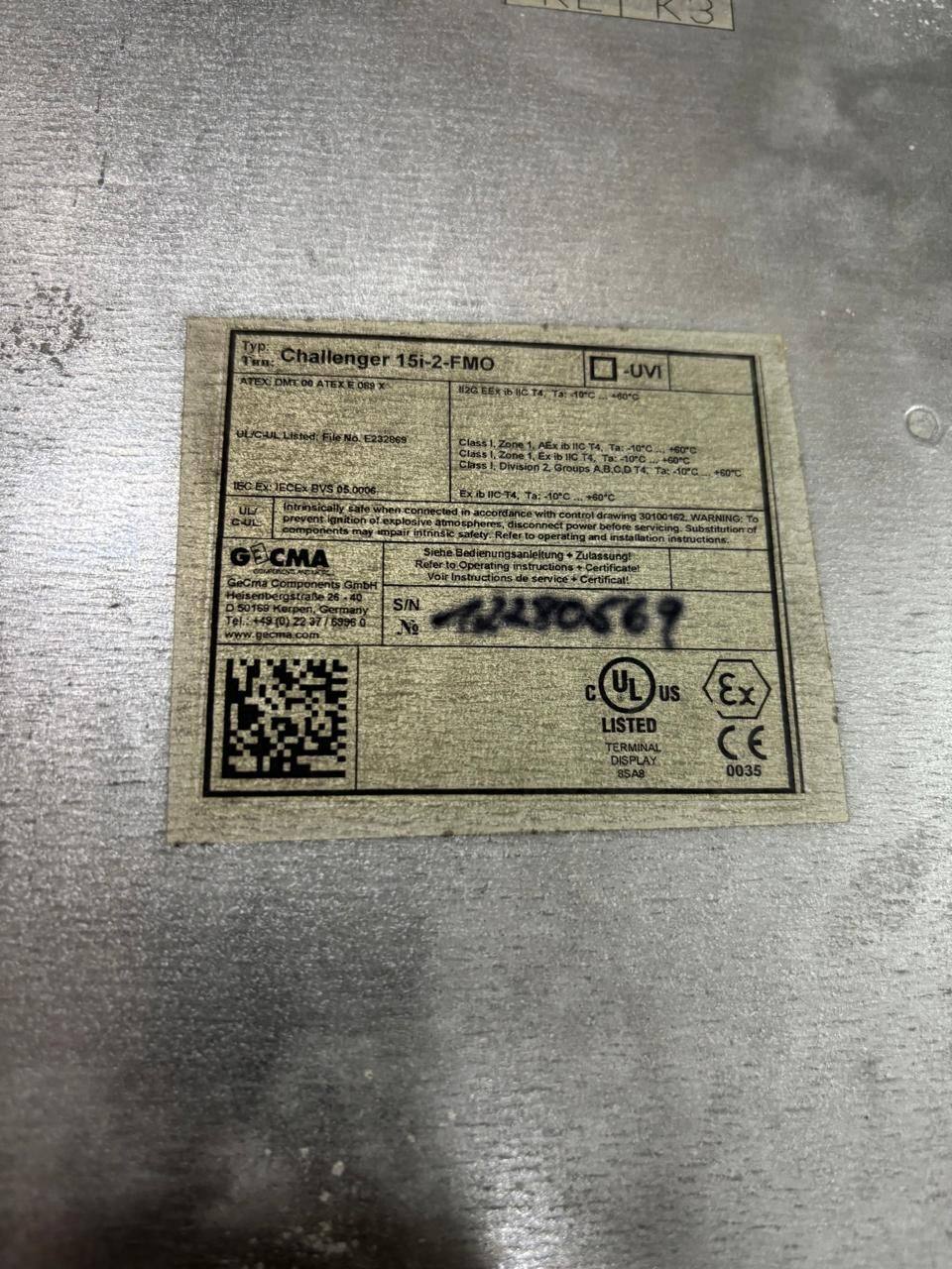 Gecma Gecma Coper Crouse Hinds Challenger 15i-2-FMO SER — refurbished automation & control systems thumbnail 3