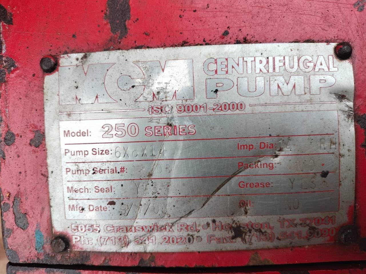 MCM MCM Centrifugal Pump 8X6X14 Inch — refurbished oilfield, rig & drill-ship machinery thumbnail 7